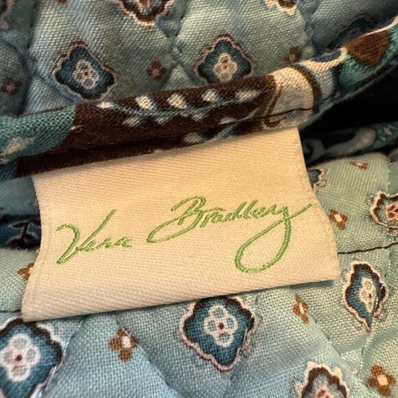 Vera Bradley Java Blue Tote Bag Turquoise Brown Quilted Cotton Boho USA - Picture 9 of 9